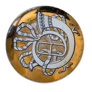 Vintage Fornasetti Musicalia Porcelain Gilt Coaster